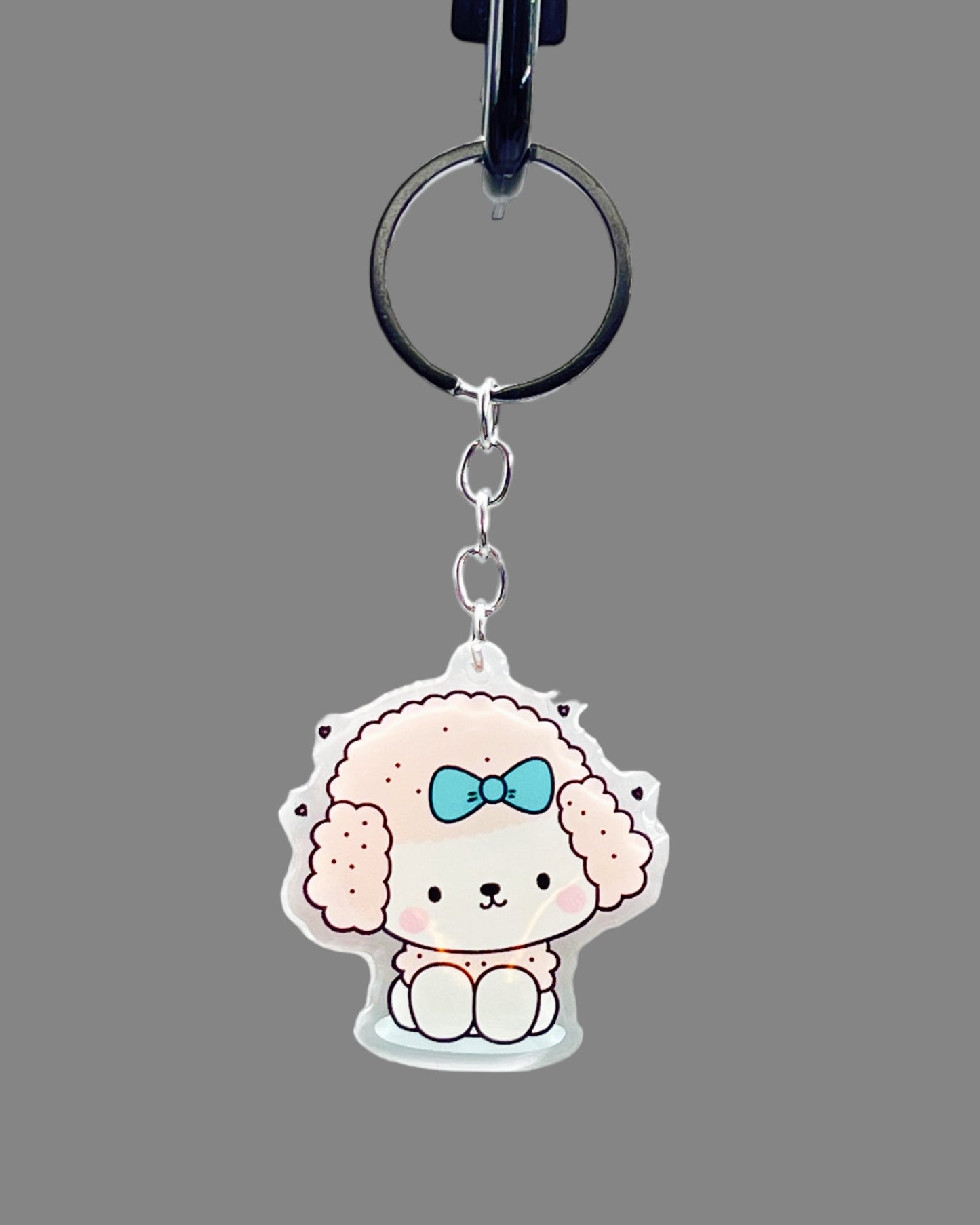 Poodle Dog Acrylic Keychain, Cute kawaii memorial ornament, pet portrait charm gift, backpack fob, dad car décor, dog mom gift