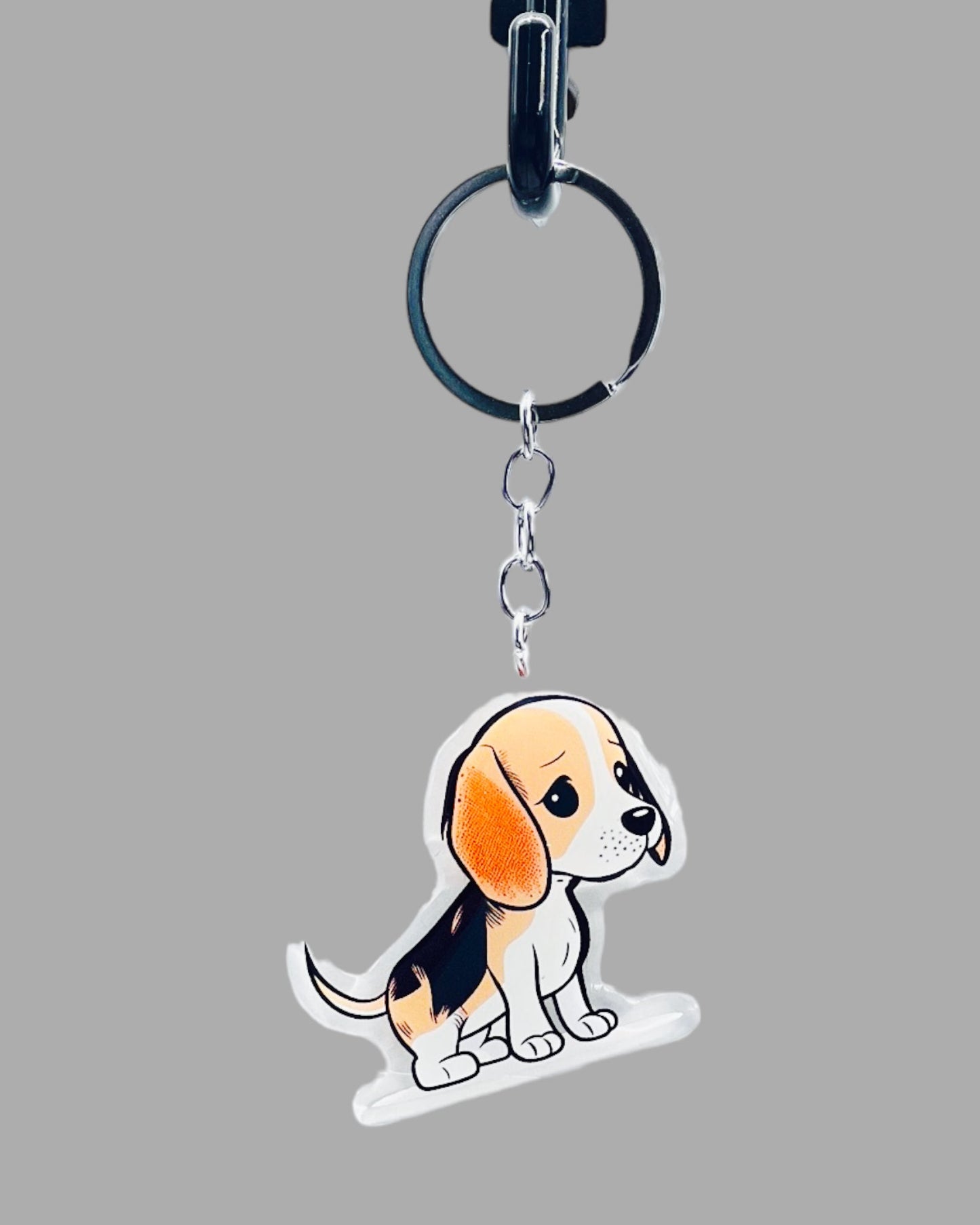 Beagle Dog Acrylic keychain Cute kawaii memorial ornament, pet portrait charm gift  backpack photo fob, dad car décor, first day of school