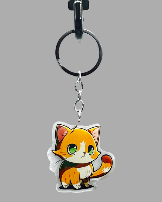 Cat Acrylic keychain, Cute kawaii memorial ornament, pet portrait charm gift  backpack fob, dad car décor, first day of school gift