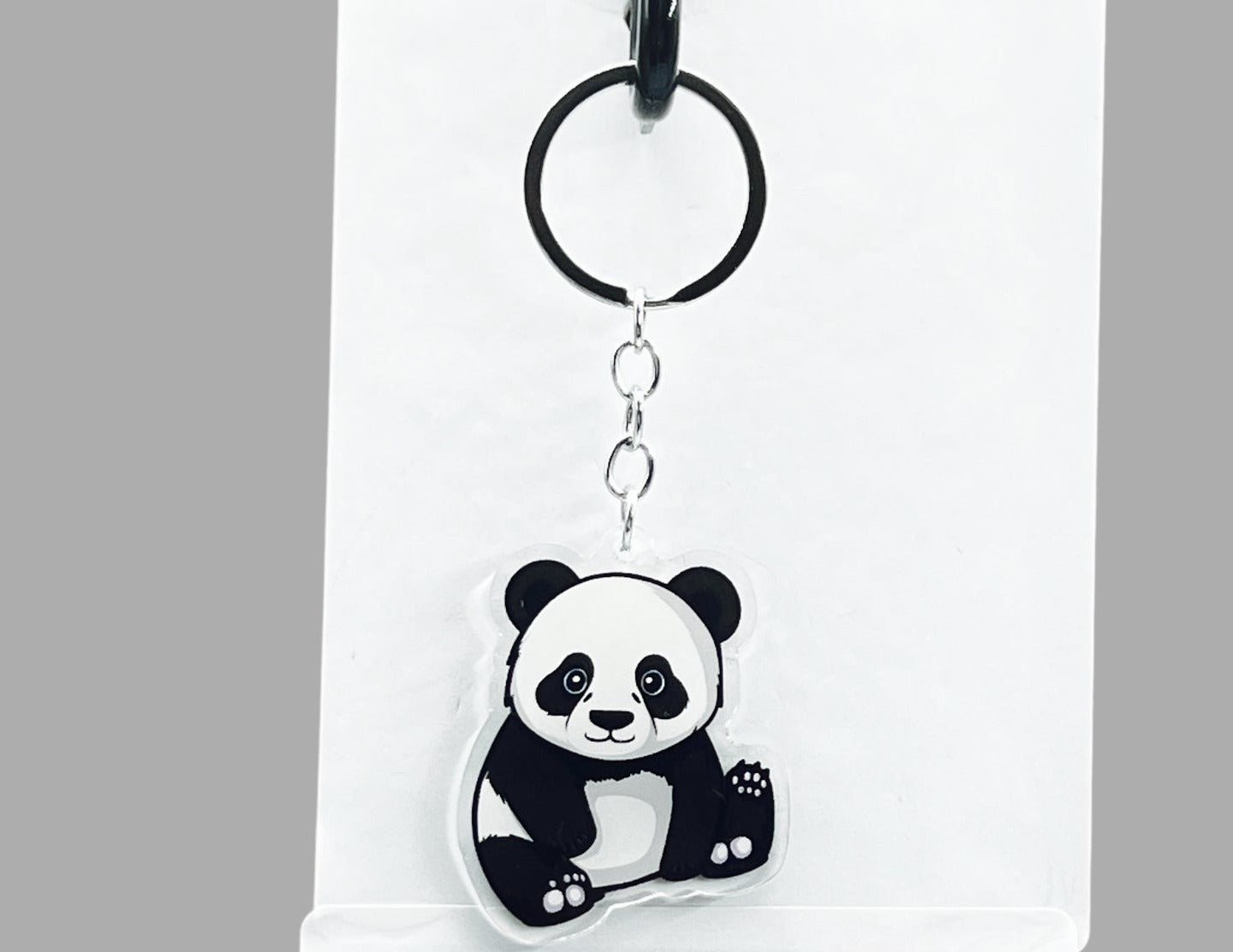 Panda Bear Acrylic Keychain, Wildlife Cute kawaii memorial ornament, pet portrait charm gift backpack fob, dad car décor, first day of school gift