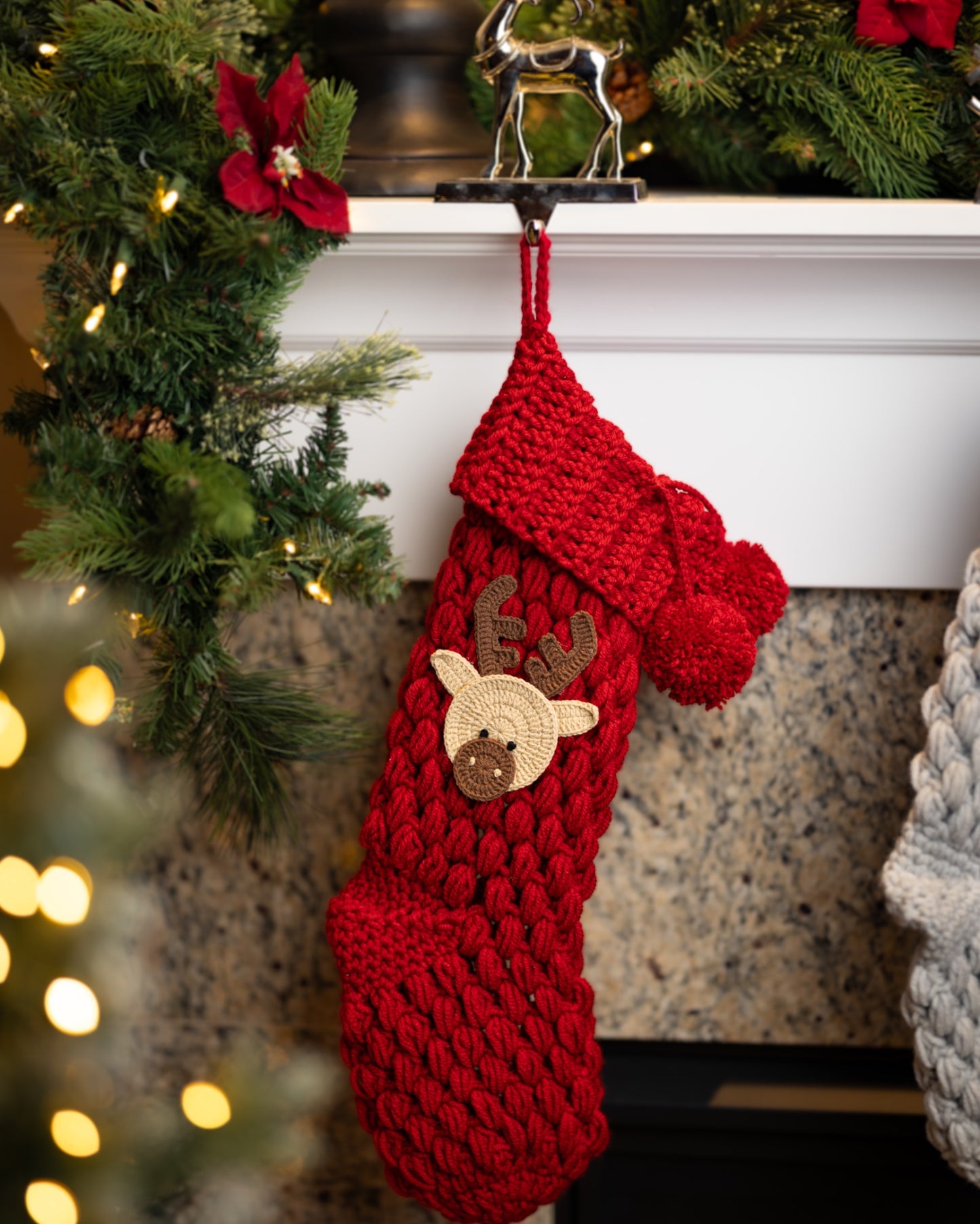 Red Reindeer Christmas Stocking