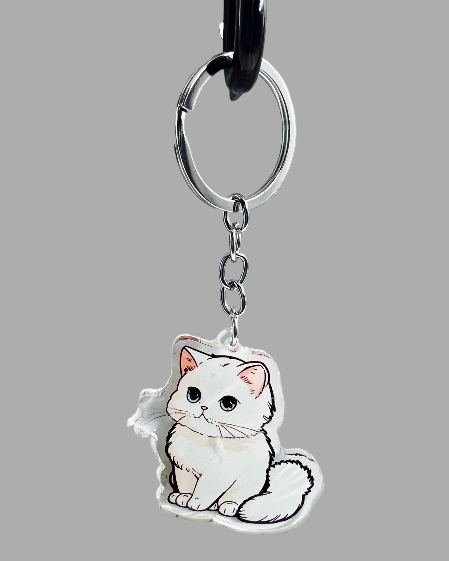 Persian Cat Acrylic Keychain, Cute kawaii memorial ornament, pet portrait charm, backpack fob, dad car décor, stocking stuffer, birthday gift