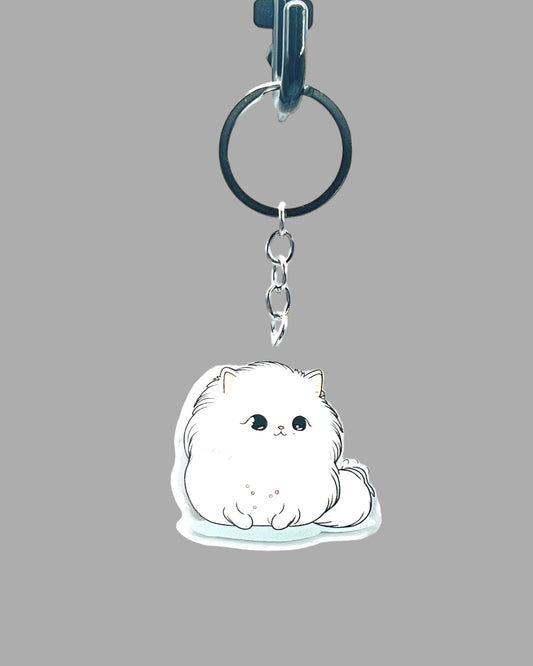 Persian Cat Acrylic Keychain, Cute kawaii memorial ornament, pet portrait charm, backpack fob, dad car décor, stocking stuffer, birthday gift