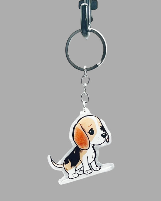 Beagle Dog Acrylic keychain Cute kawaii memorial ornament, pet portrait charm gift  backpack photo fob, dad car décor, first day of school