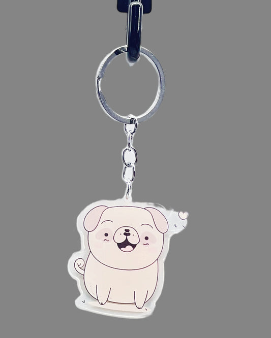 Pug Dog Acrylic keychain, Cute kawaii memorial ornament, pet portrait charm gift, backpack fob, dad car décor, dog mom gift