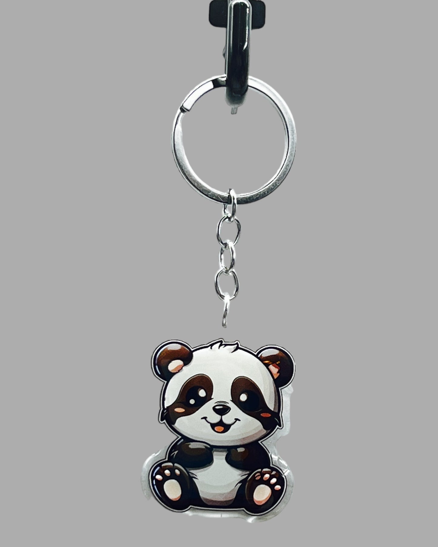 Panda Bear Acrylic Keychain, Wildlife Cute kawaii memorial ornament, pet portrait charm gift backpack fob, dad car décor, first day of school gift