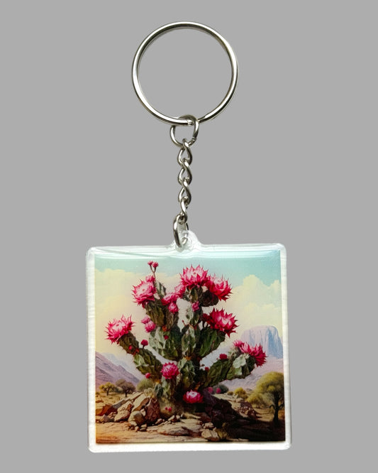 Cactus wildlife acrylic keychain