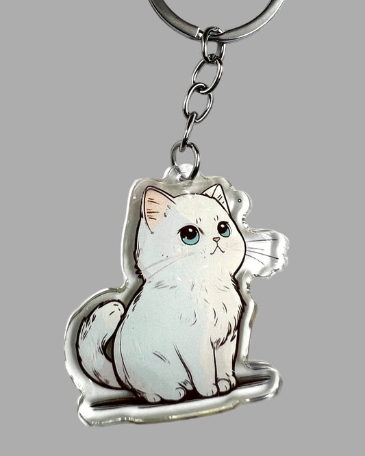 Persian Cat Acrylic Keychain, Cute kawaii memorial ornament, pet portrait charm, backpack fob, dad car décor, stocking stuffer, birthday gift