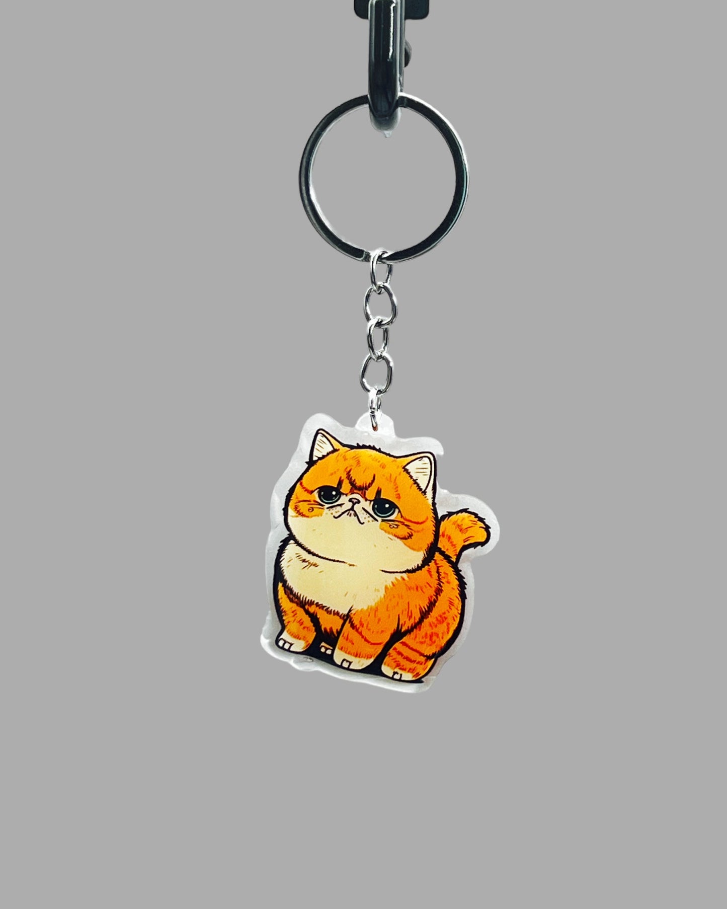 Orange Tabby Cat Acrylic keychain, Cute kawaii memorial ornament, pet portrait charm gift backpack fob, dad car décor, first day of school gift