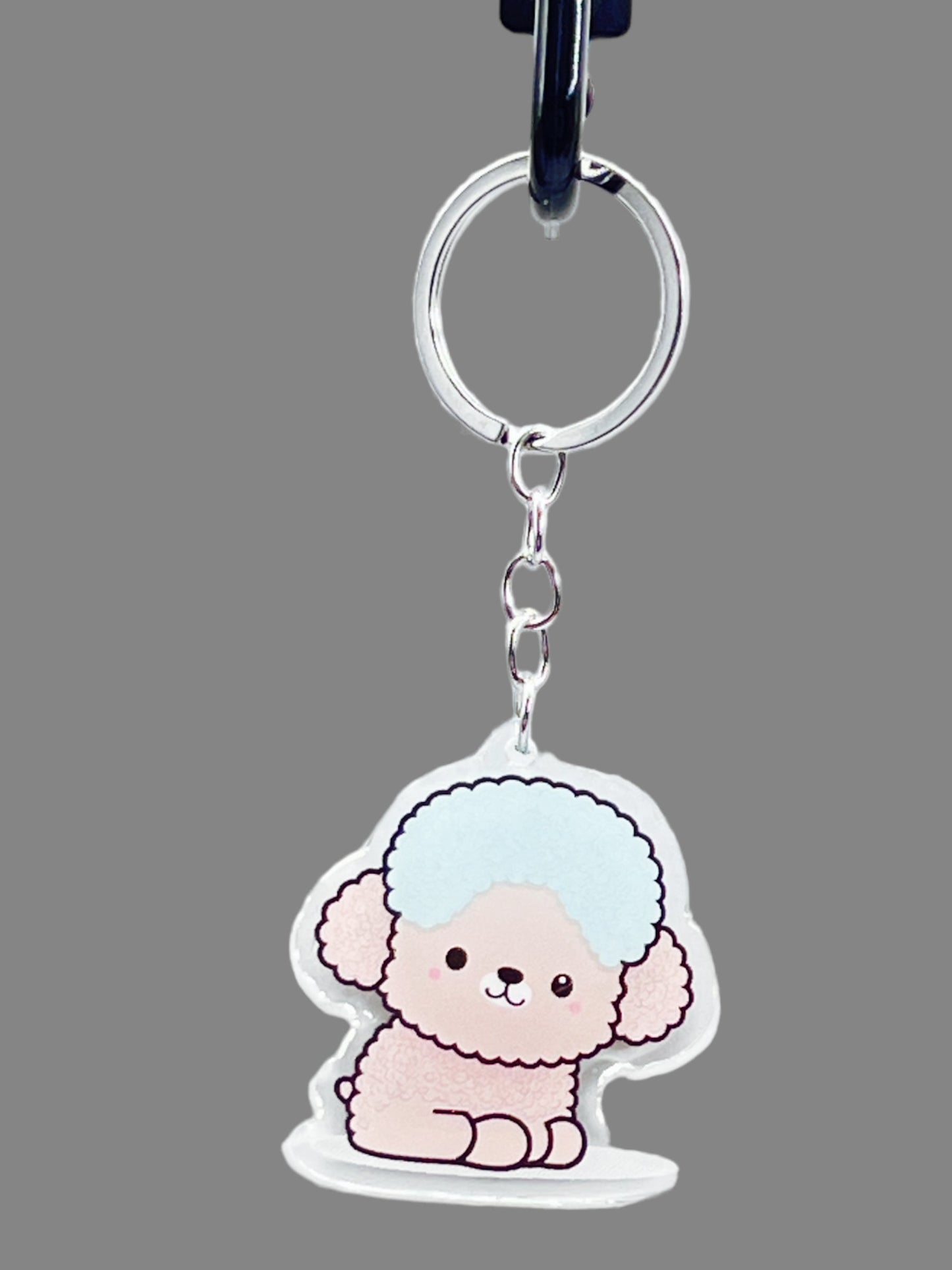 Poodle Dog Acrylic Keychain, Cute kawaii memorial ornament, pet portrait charm gift, backpack fob, dad car décor, dog mom gift