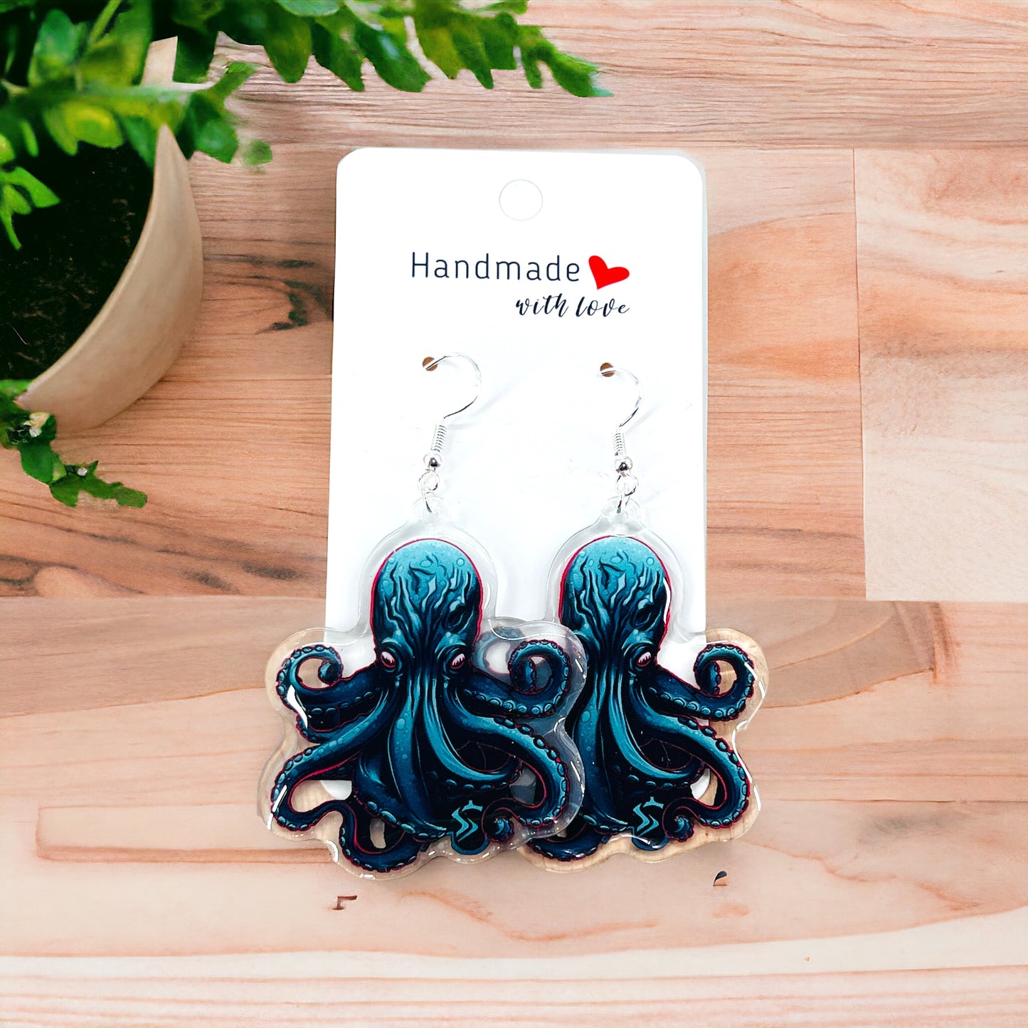 Kraken Acrylic earrings, funky weird earrings, quirky earrings, cool funny earrings, gift for her, birthday gift,  Christmas stocking stuffer