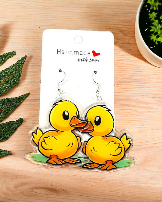 Duck acrylic funky weird quirky earrings, cool funny  gift for her, birthday gift,  Christmas stocking stuffer