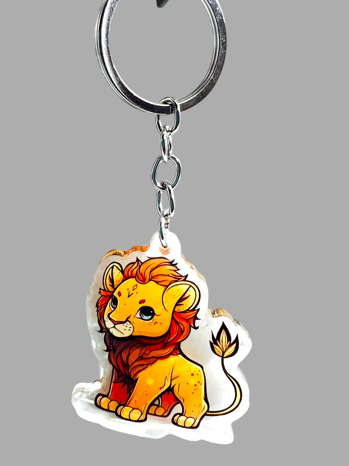Lion Acrylic Keychain, Wildlife Cute kawaii memorial ornament, pet portrait charm gift  backpack fob, dad car décor, first day of school gift