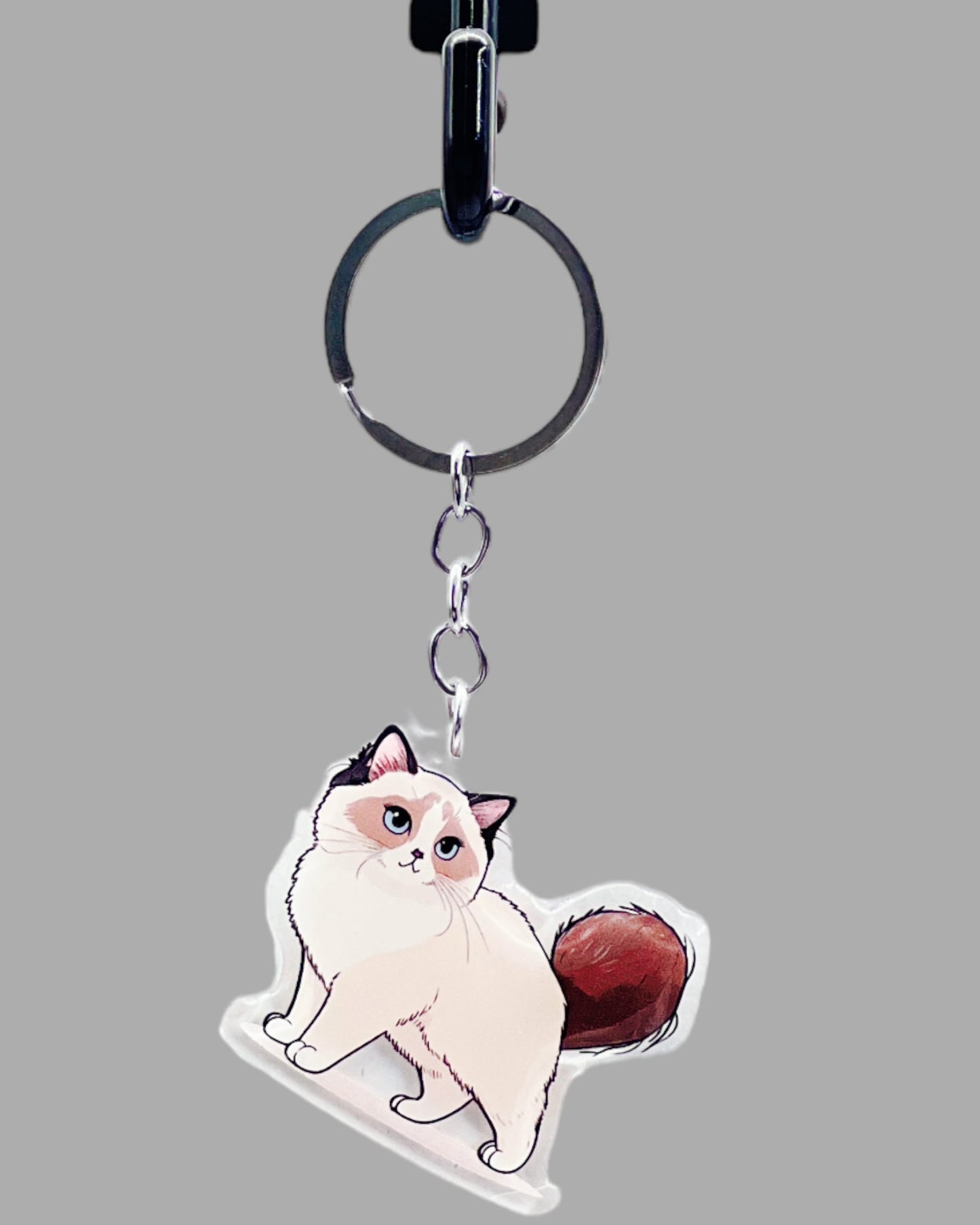 Siamese Cat Acrylic Keychains, Cute kawaii memorial ornament, pet portrait charm, backpack fob, dad car décor, stocking stuffer, birthday gift