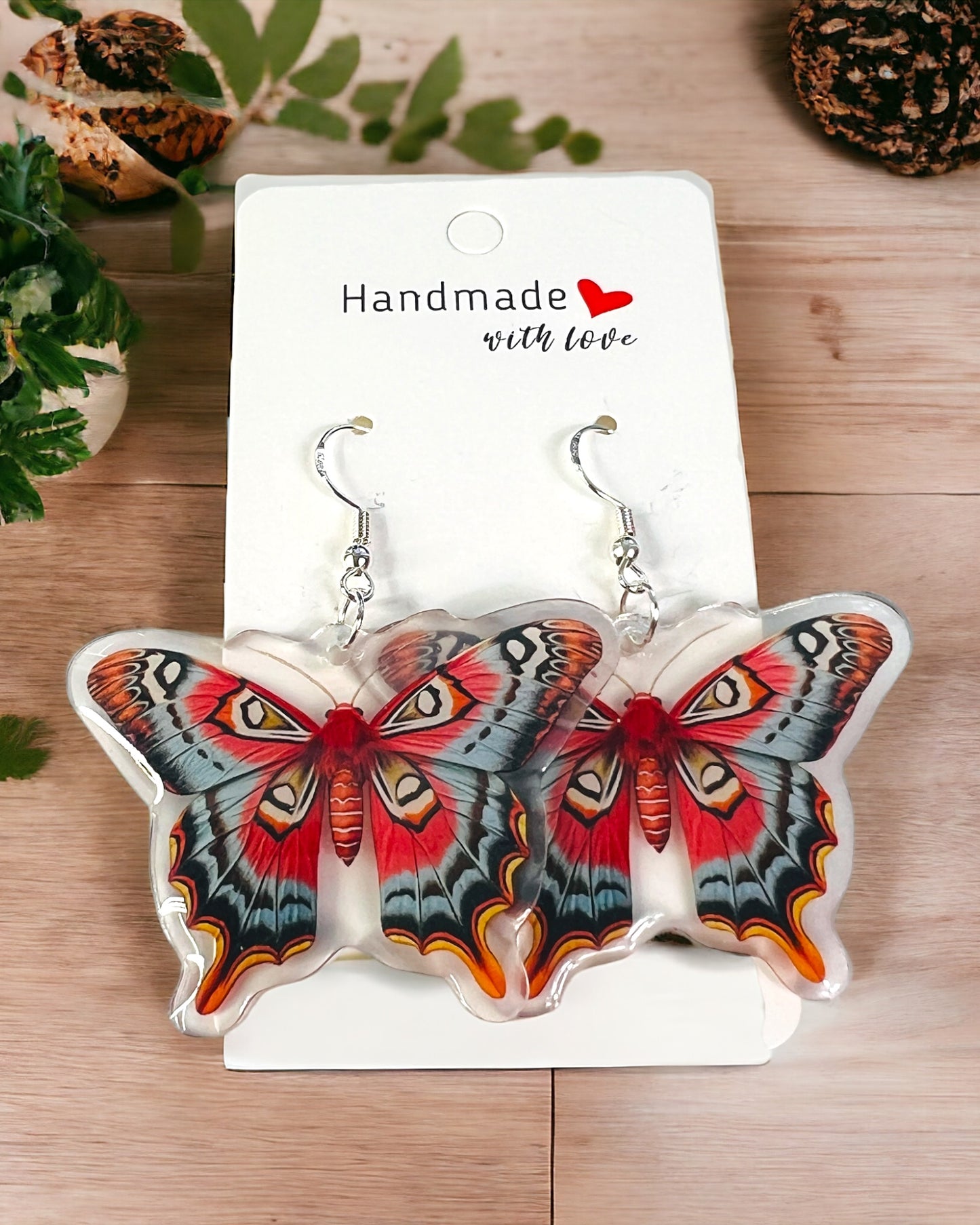 Butterfly Acrylic Earrings funky weird quirky earrings, cool funny  gift for her, birthday gift,  Christmas stocking stuffer