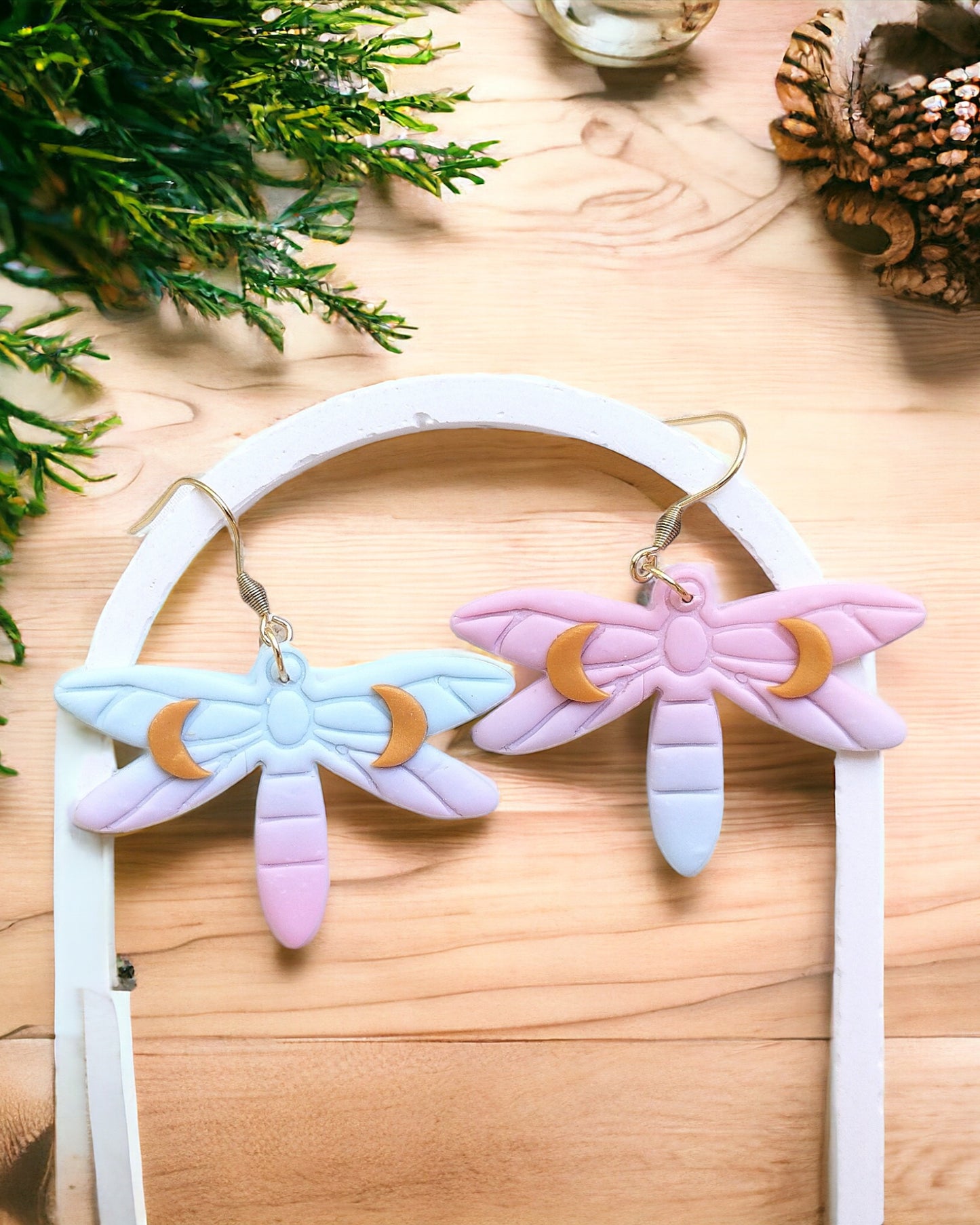 Dragonfly polymer clay earrings cute minimalist nature girls earrings, birthday gift for best friend, Christmas gift or stocking stuffer for her