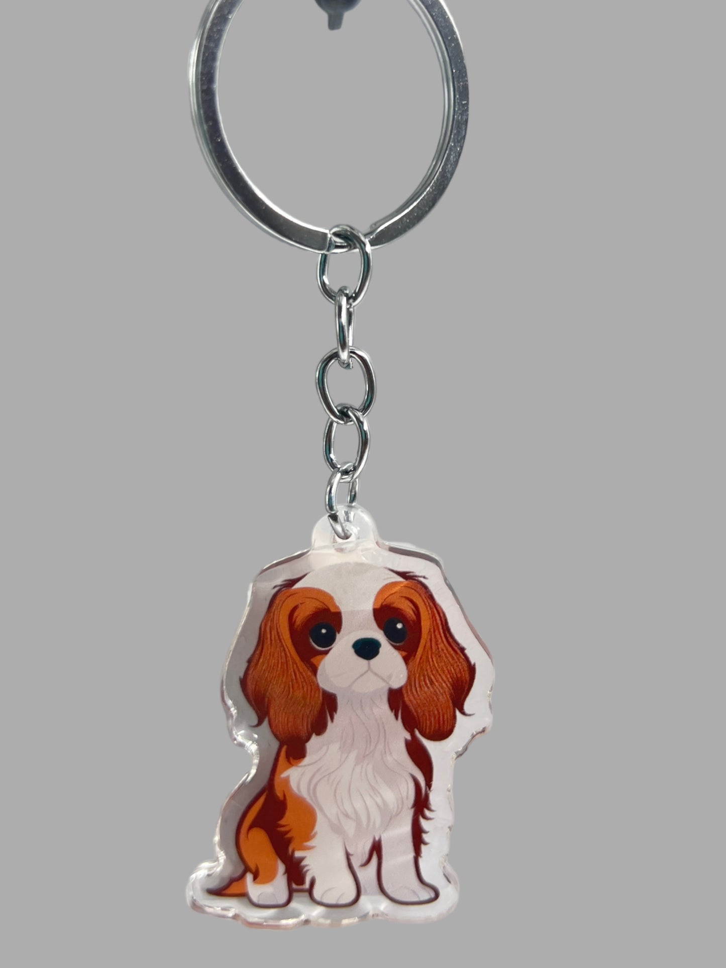 Cavalier King Charles Spaniel Dog Acrylic keychain, Cute kawaii memorial ornament, pet portrait charm gift  backpack fob, dad car décor, dog mom