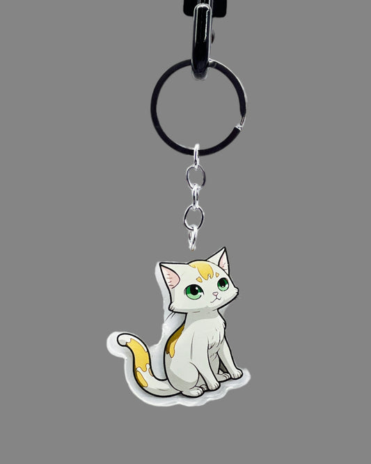 Cat Acrylic pet keychain, Cute kawaii memorial ornament, pet portrait charm gift  backpack fob, dad car décor, first day of school gift