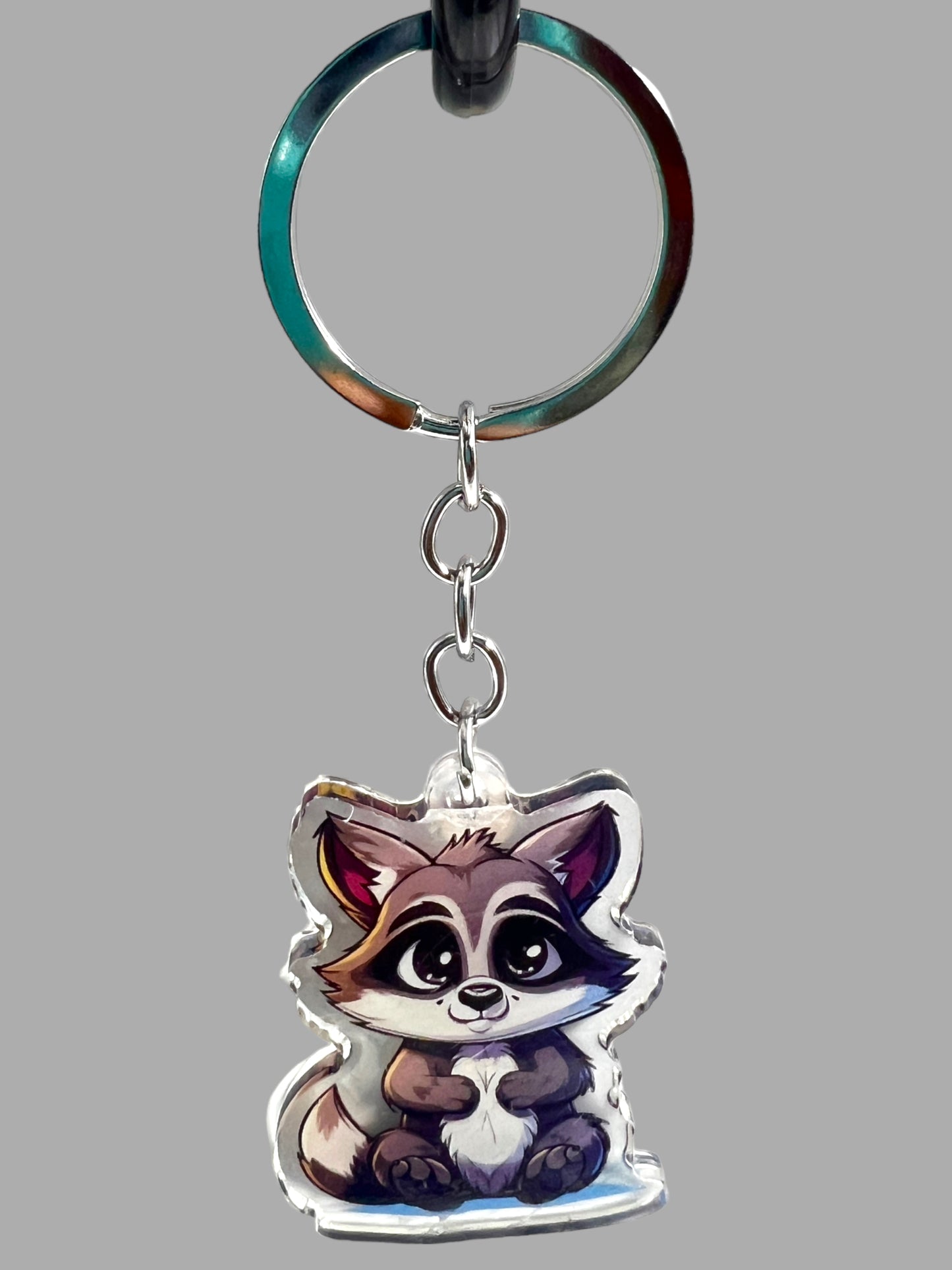 Raccoon Acrylic Keychain, Wildlife Cute kawaii memorial ornament, pet portrait charm, backpack fob, dad car décor, stocking stuffer, birthday gift