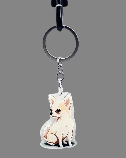 Chihuahua Acrylic Keychain Cute kawaii memorial ornament, pet portrait charm gift  backpack fob, dad car décor, dog mom