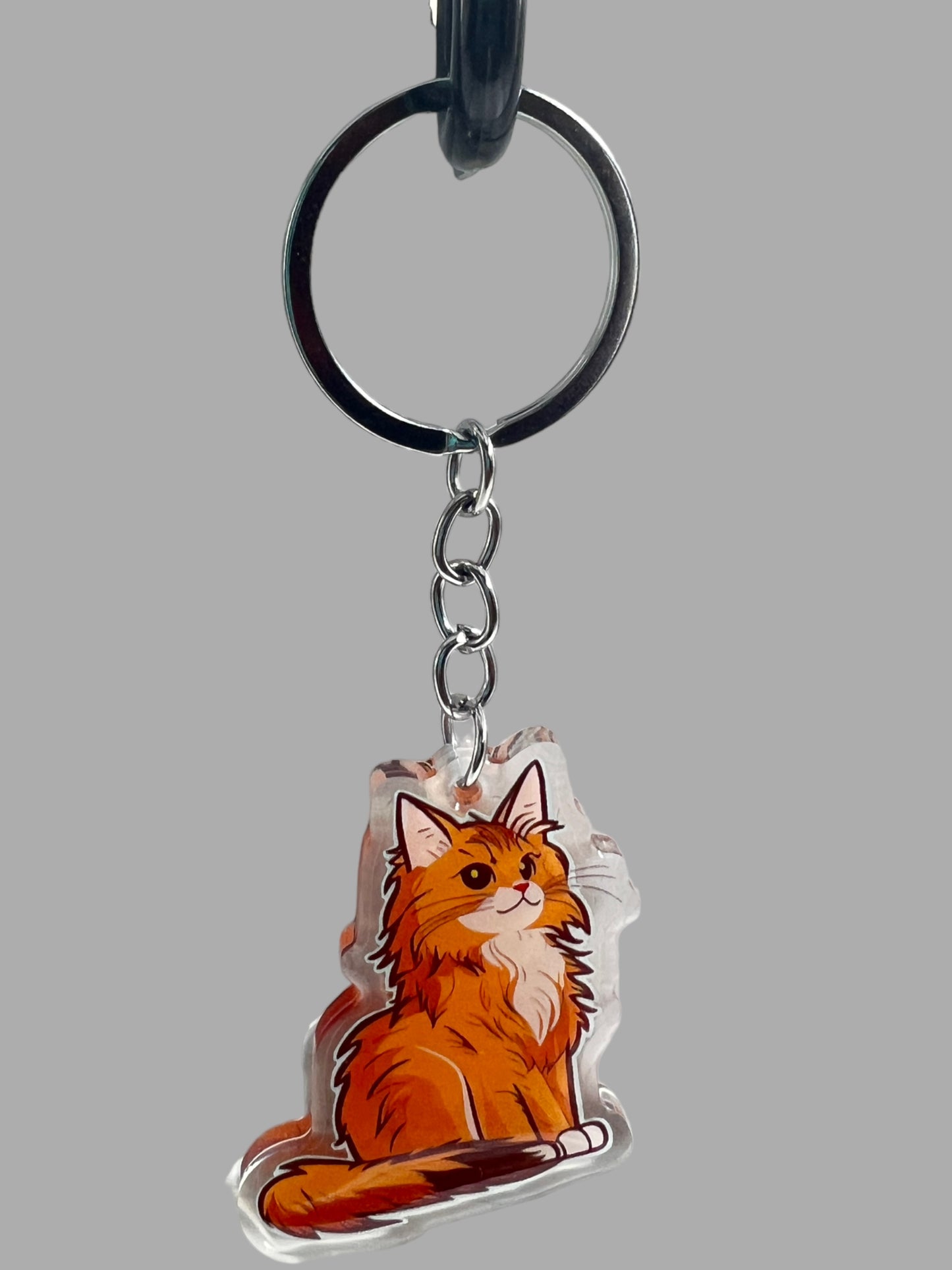 Maine Coon Cat Acrylic Keychain, Cute kawaii memorial ornament, pet portrait charm gift  backpack fob, dad car décor, first day of school gift