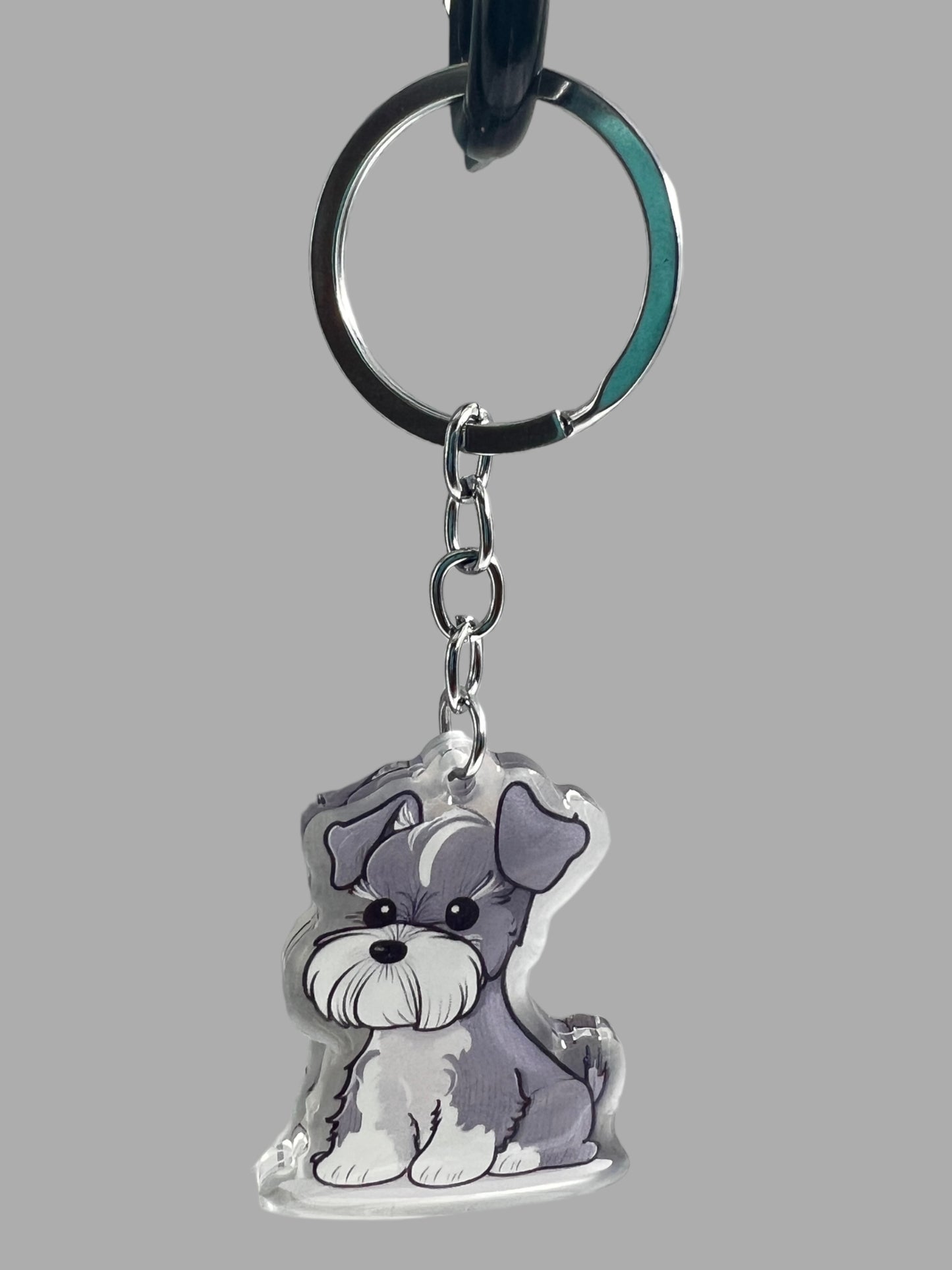 Standard Schnauzer Dog Acrylic Keychain, Cute kawaii memorial ornament, pet portrait charm, backpack fob, dad car décor, stocking stuffer, birthday gift