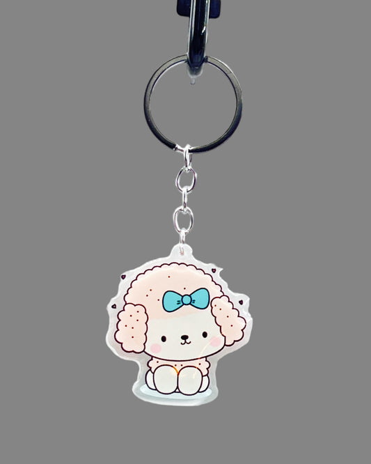 Poodle Dog Acrylic Keychain, Cute kawaii memorial ornament, pet portrait charm gift, backpack fob, dad car décor, dog mom gift