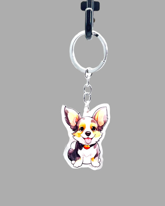 Corgi Dog Acrylic Keychain Cute kawaii memorial ornament, pet portrait charm gift  backpack photo fob, dad car décor, dog mom gift