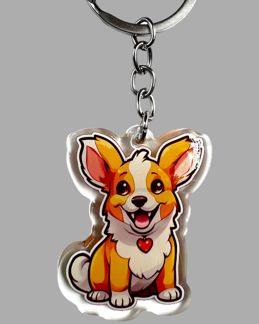 Dog  Acrylic Keychain Cute kawaii memorial ornament, pet portrait charm gift  backpack photo fob, dad car décor, dog mom gift