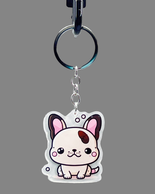 French Bulldog Dog Acrylic Keychain Cute kawaii memorial ornament, pet portrait charm gift  backpack photo fob, dad car décor, dog mom gift