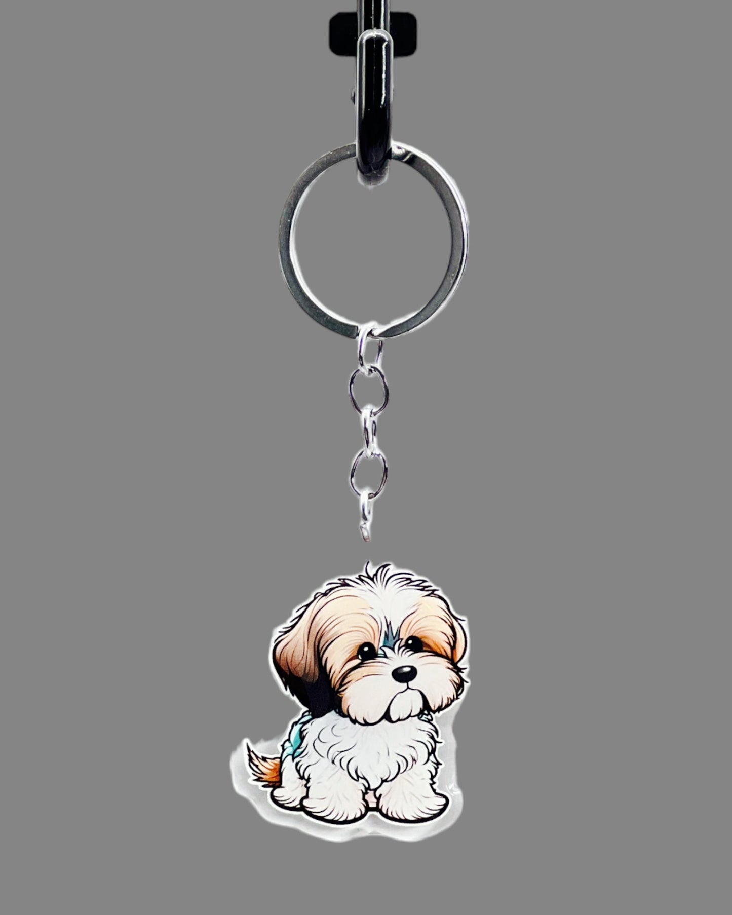 Shih Tzu Dog Acrylic Keychain, Cute kawaii memorial ornament, pet portrait charm gift, backpack fob, dad car décor, dog mom gift