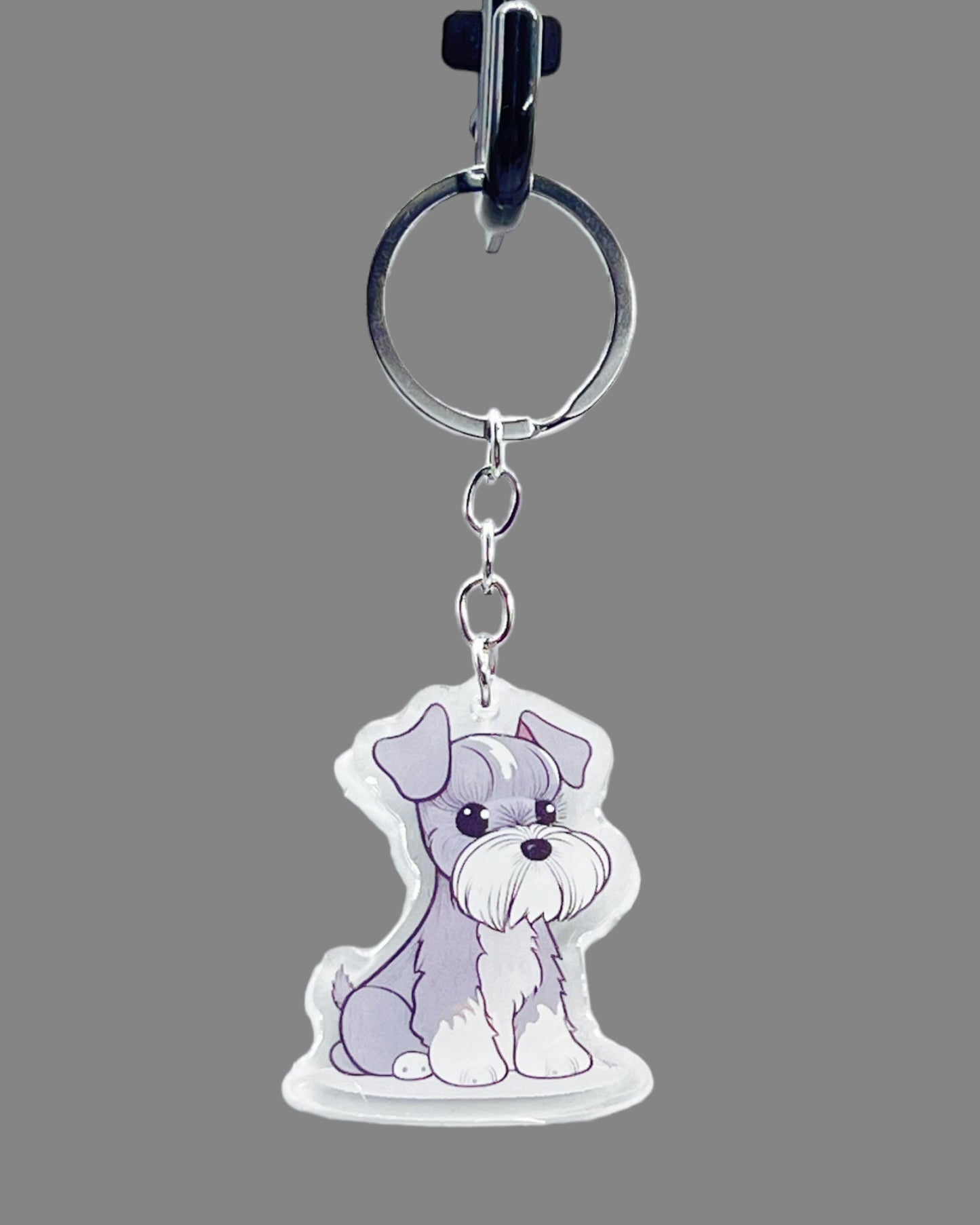 Standard Schnauzer Dog Acrylic keychain, Cute kawaii memorial ornament, pet portrait charm gift, backpack fob, dad car décor, dog mom gift