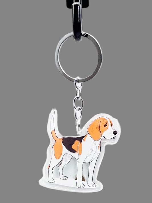 Beagle Dog Acrylic keychain Cute kawaii memorial ornament, pet portrait charm gift  backpack photo fob, dad car décor, first day of school