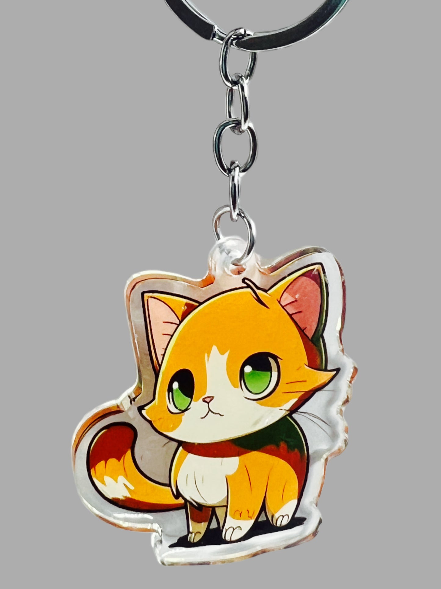 Cat Acrylic Keychain, Cute kawaii memorial ornament, pet portrait charm gift  backpack fob, dad car décor, first day of school gift