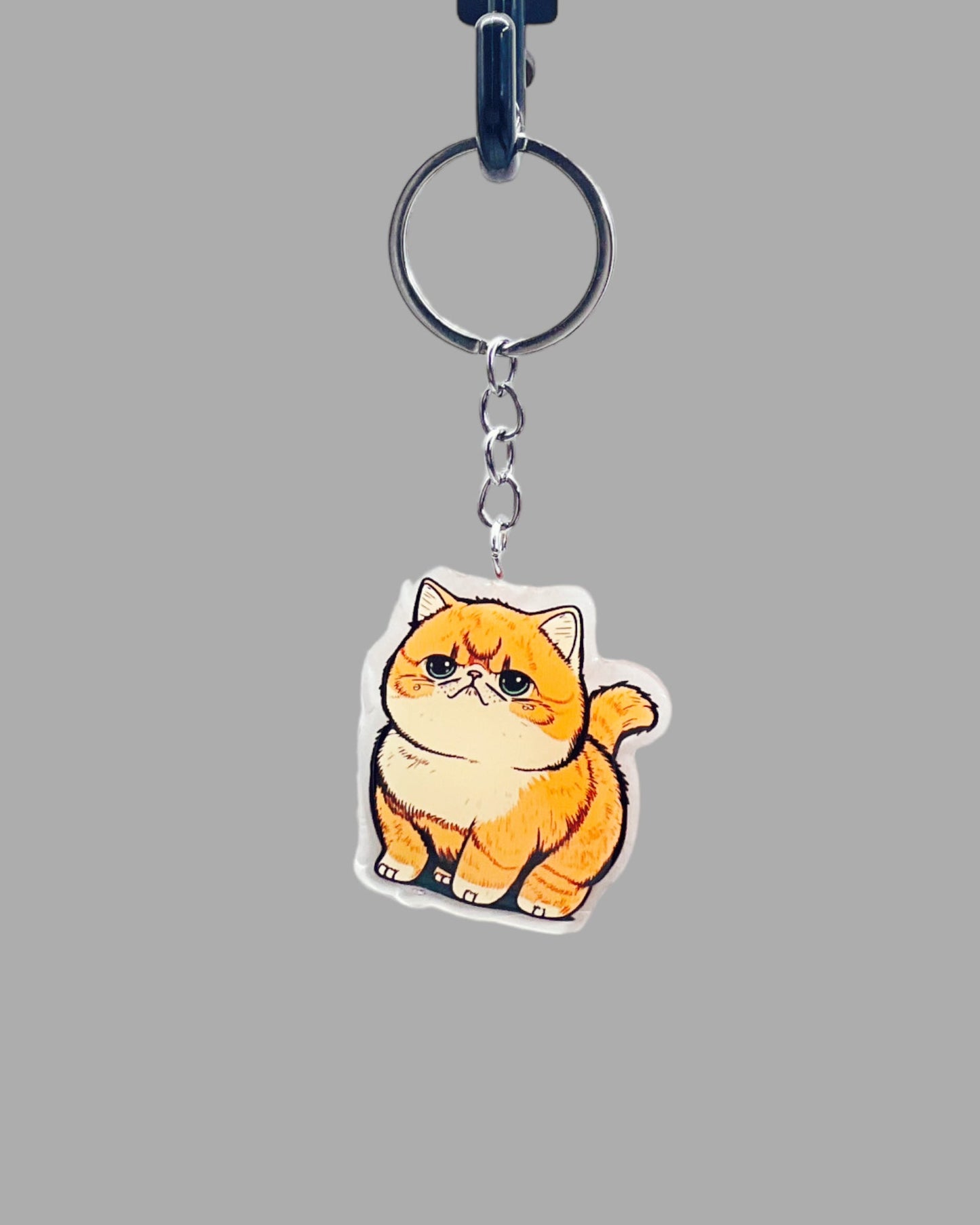 Orange Tabby Cat Acrylic keychain, Cute kawaii memorial ornament, pet portrait charm gift backpack fob, dad car décor, first day of school gift