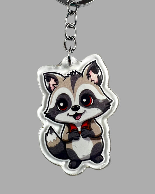 Raccoon Acrylic Keychain, Wildlife Cute kawaii memorial ornament, pet portrait charm, backpack fob, dad car décor, stocking stuffer, birthday gift