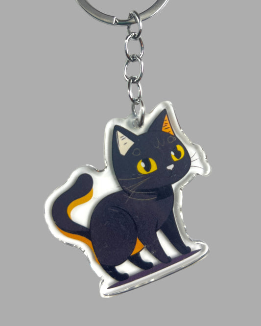 American Short Hair Cat Acrylic Keychain Cute kawaii animal memorial ornament, pet portrait charm gift  backpack photo fob or dad car décor