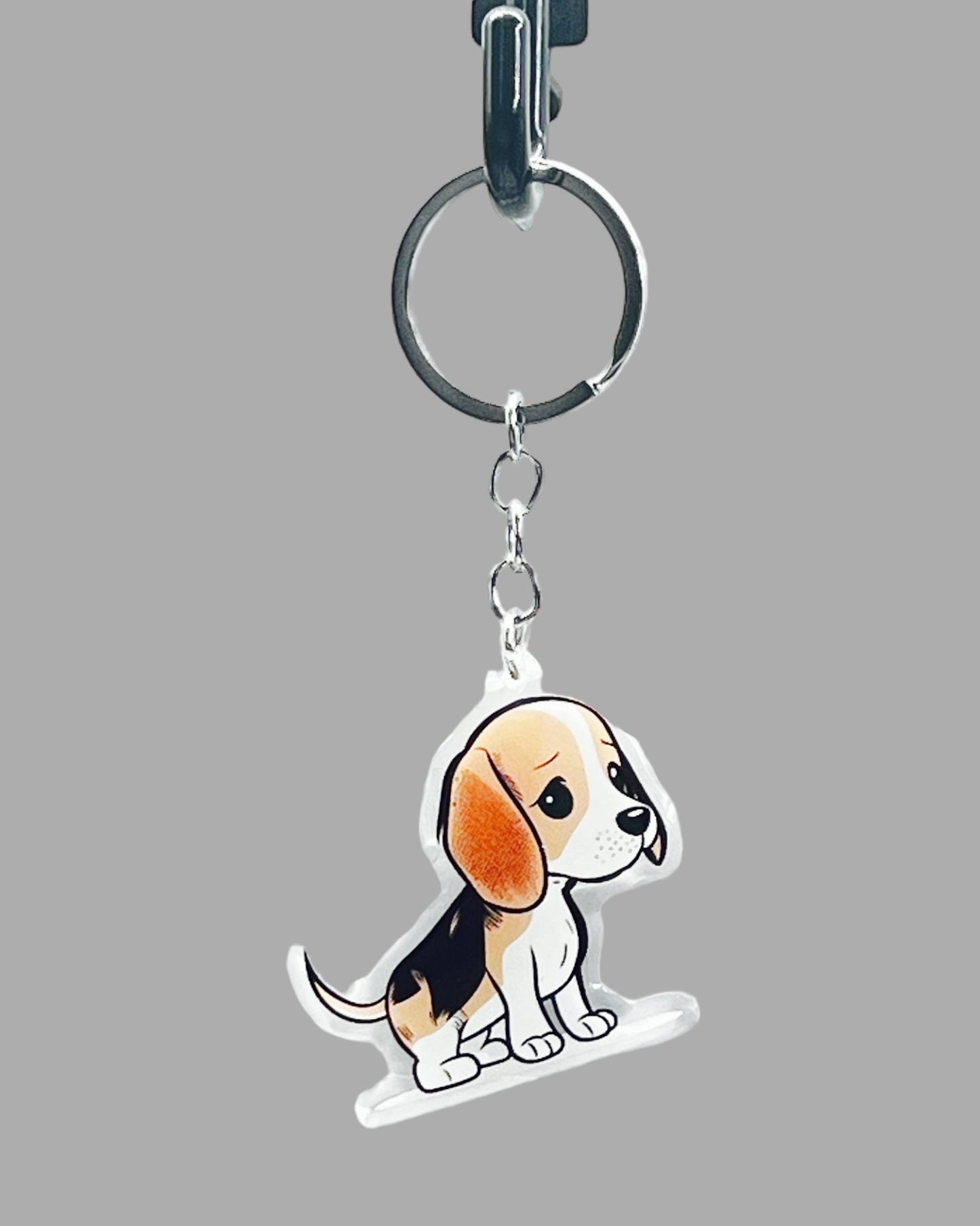 Beagle Dog Acrylic keychain Cute kawaii memorial ornament, pet portrait charm gift  backpack photo fob, dad car décor, first day of school