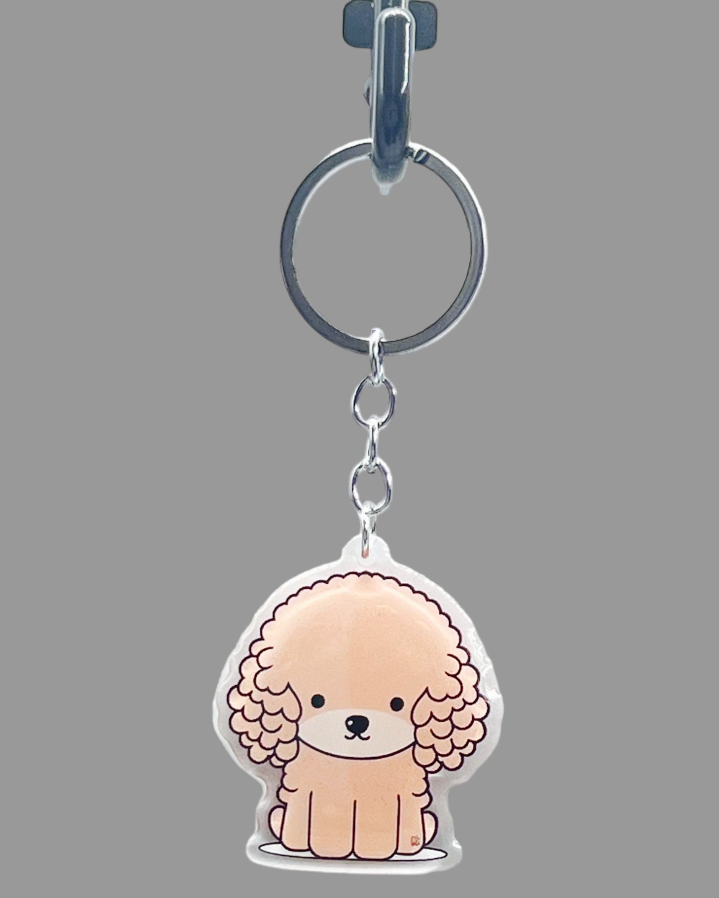 Poodle Dog Acrylic Keychain, Cute kawaii memorial ornament, pet portrait charm gift, backpack fob, dad car décor, dog mom gift