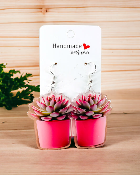 Succulent gardening Acrylic earrings, funky weird quirky earrings, cool funny  gift for her, birthday gift,  Christmas stocking stuffer