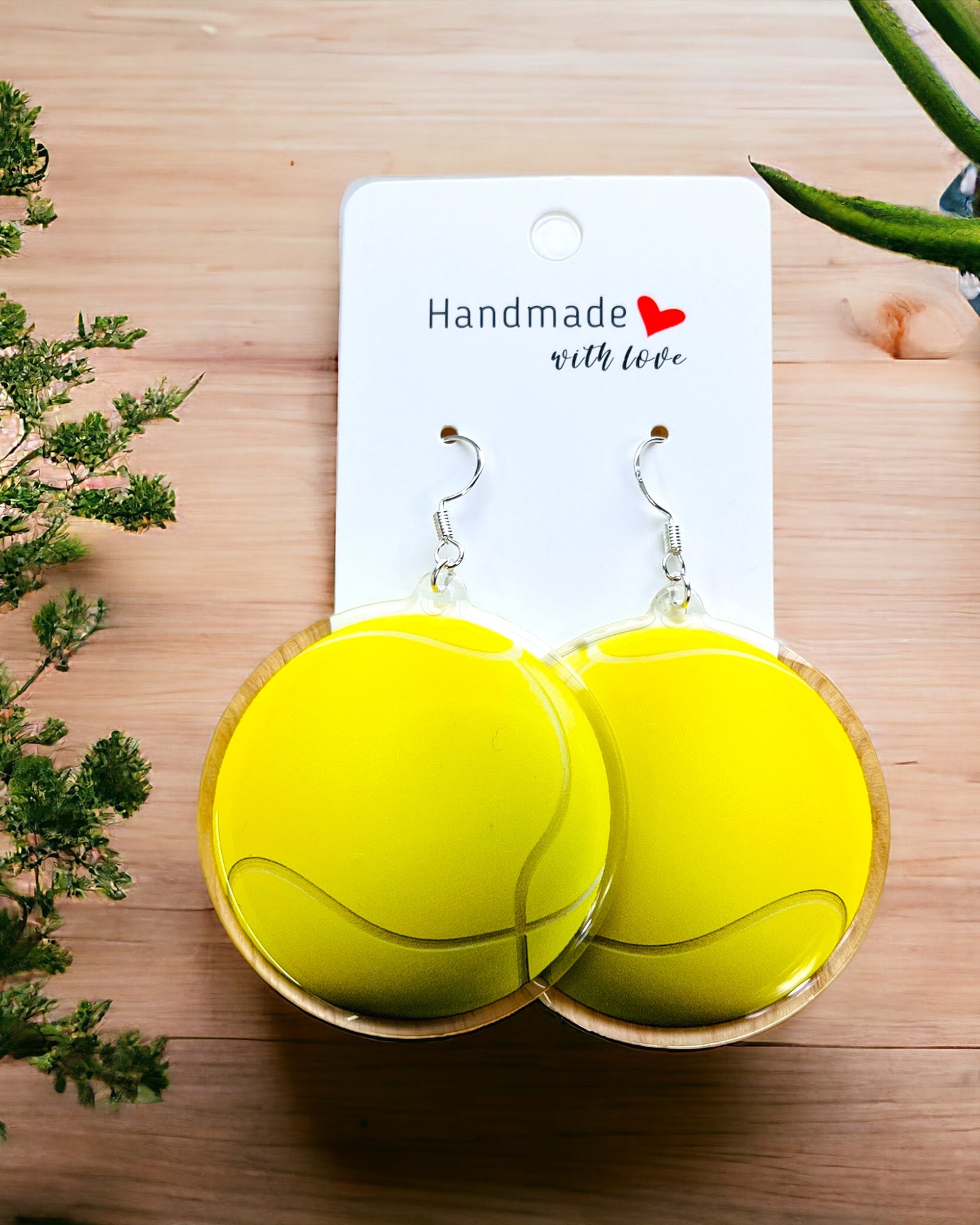 Tennis Ball Acrylic earrings, funky weird earrings, quirky earrings, cool funny earrings, gift for her, birthday gift,  Christmas stocking stuffer