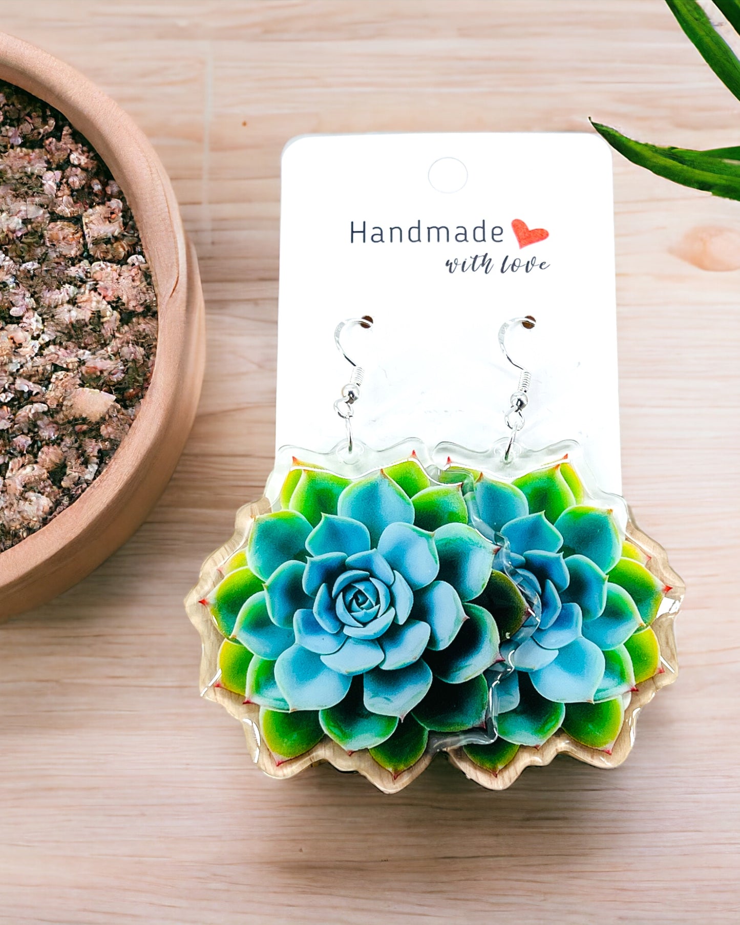 Succulent Acrylic earrings, funky weird earrings, quirky earrings, cool funny earrings, gift for her, birthday gift,  Christmas stocking stuffer